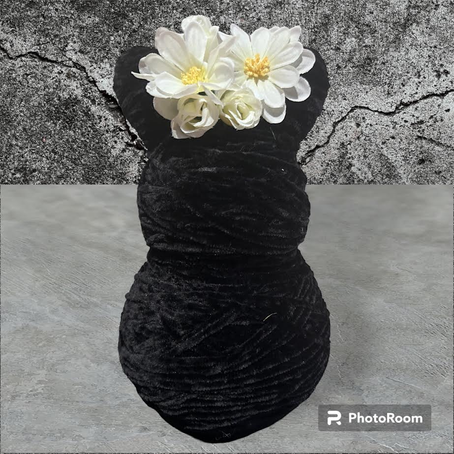 Chenille Bunny - White Flowers