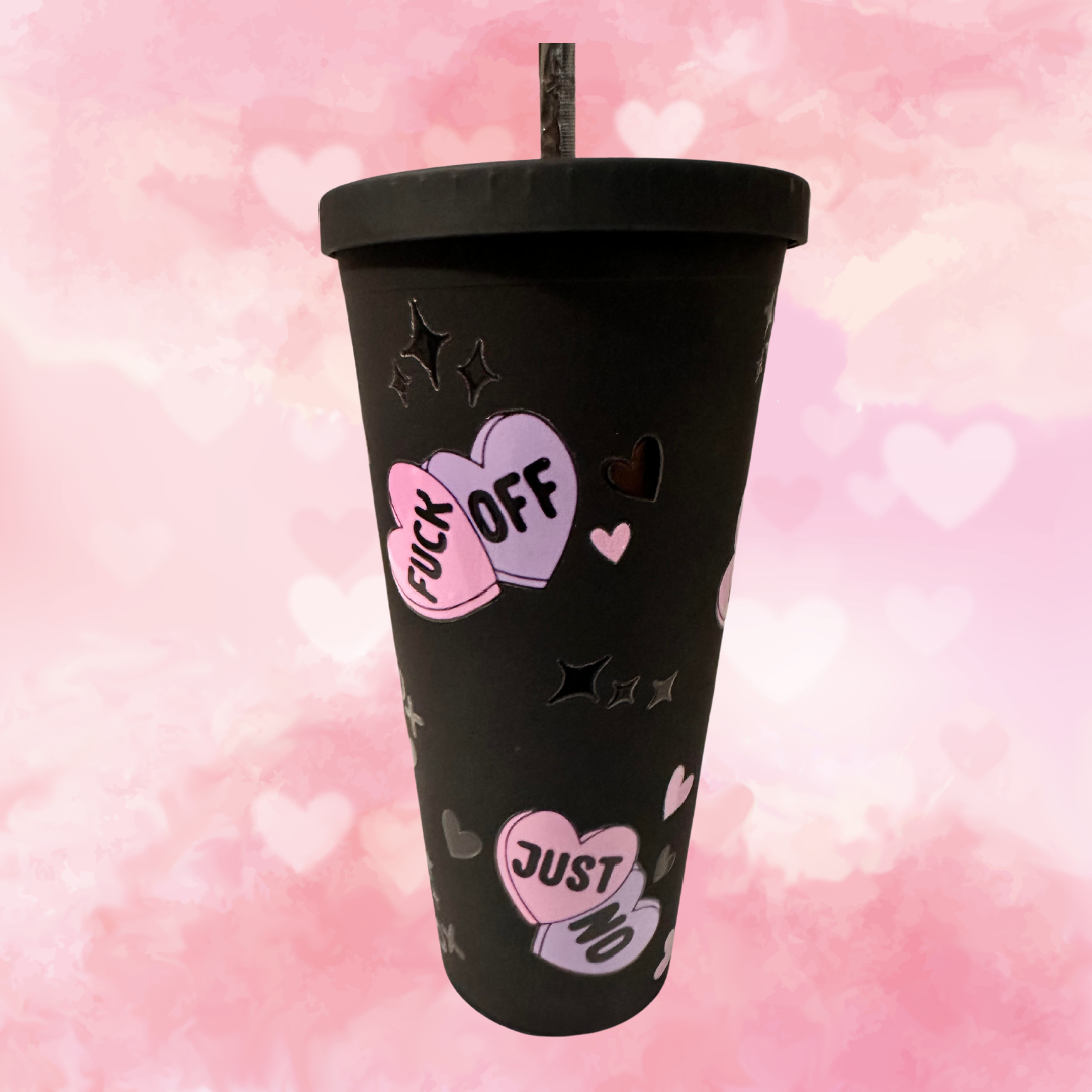 24oz Matte Finish Tapered Tumbler - Conversation Hearts