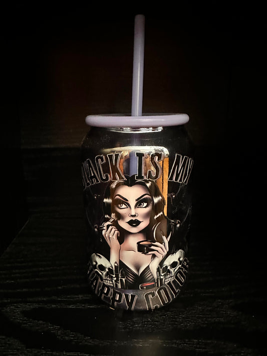 Black is My Happy Color - 15oz glass cup