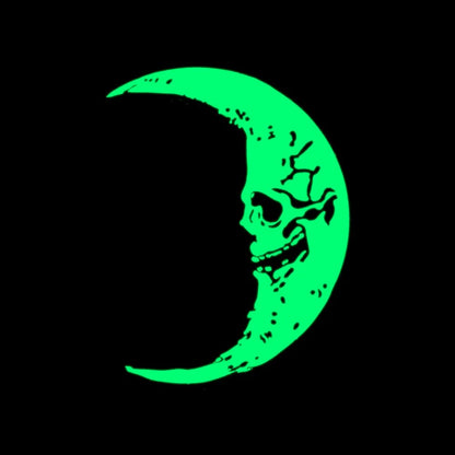 Skull Crescent Moon Glow Enamel Pin - GLOW IN THE DARK