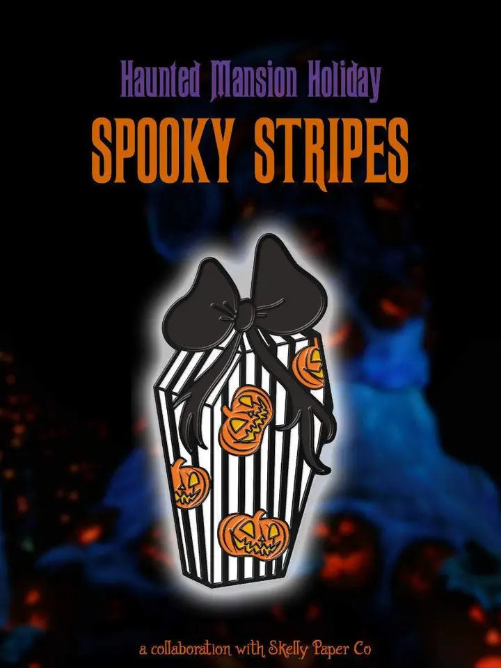 Haunted Holiday Coffin Present Enamel Pin