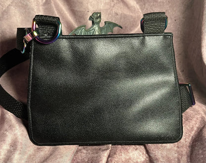 Embroidered Deaths' Head Moth Crossbody Bag. Clutch Purse